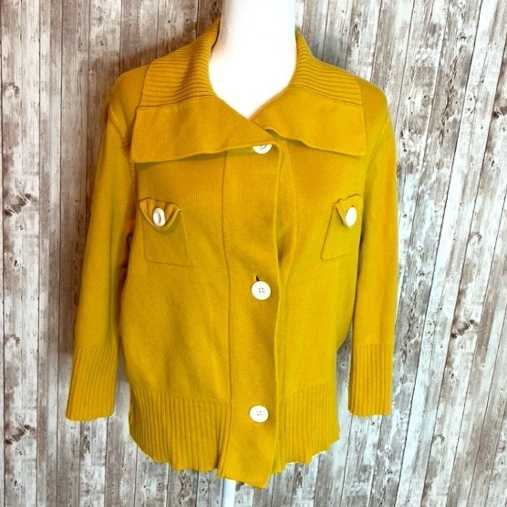 Women's Mustard Yellow John Paul Richard Cardigan Sweater size L
